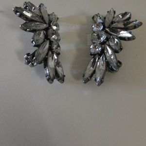 Banana Republic Gunmetal Deco Crystal Ear Cimbers Earrings NWT 49